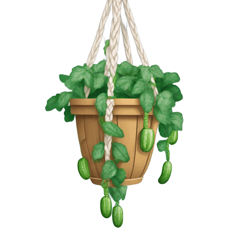 Hanging macrame plant with cucumbers hanging down  emoji