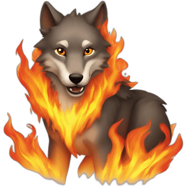 Wolf in fire emoji