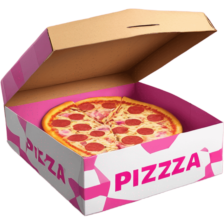 Realistic Pink empty open pizza box isolated.  emoji