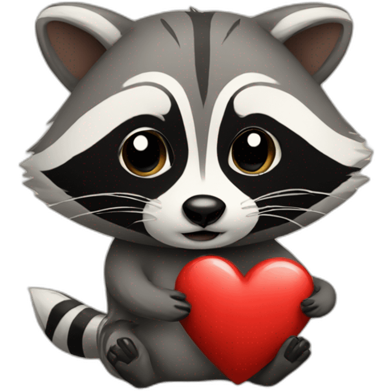 Raccoon with heart emoji