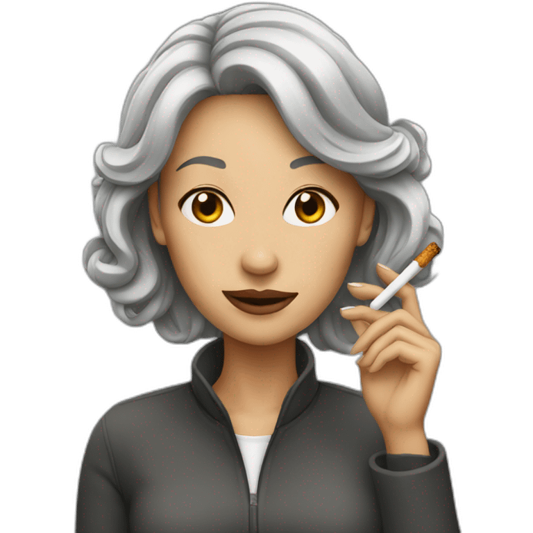 Woman brown grey hair smoking emoji