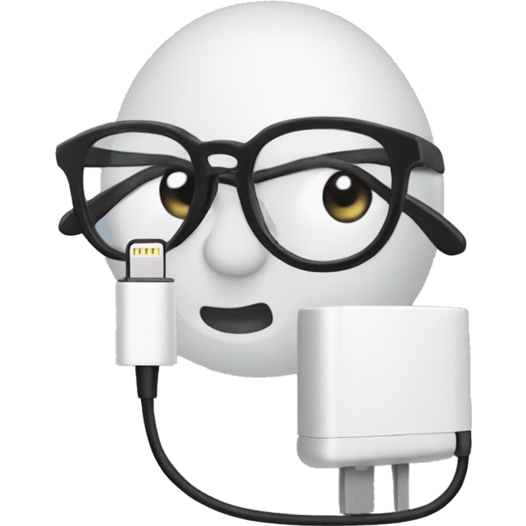 Phone charger with eyeglasses  emoji