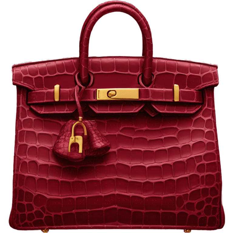 dark red crocodile birkin with a golden hardware  emoji