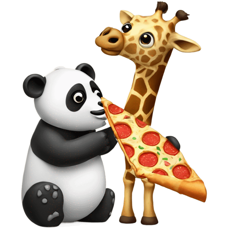 Giraffe and panda eating pizza emoji