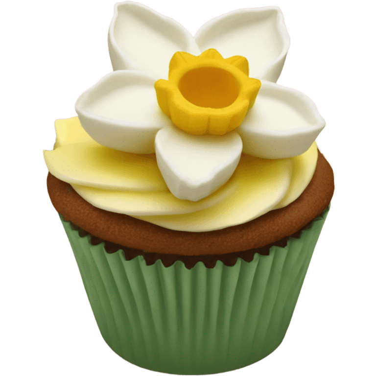 beautifully decorated daffodil cupcake emoji