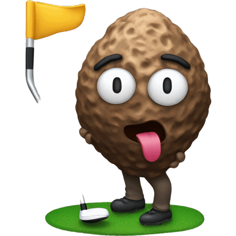 Turd playing golf emoji