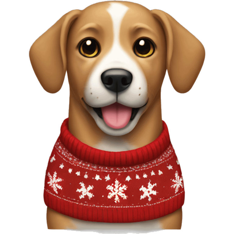 Dog with a ugly Christmas sweater on emoji