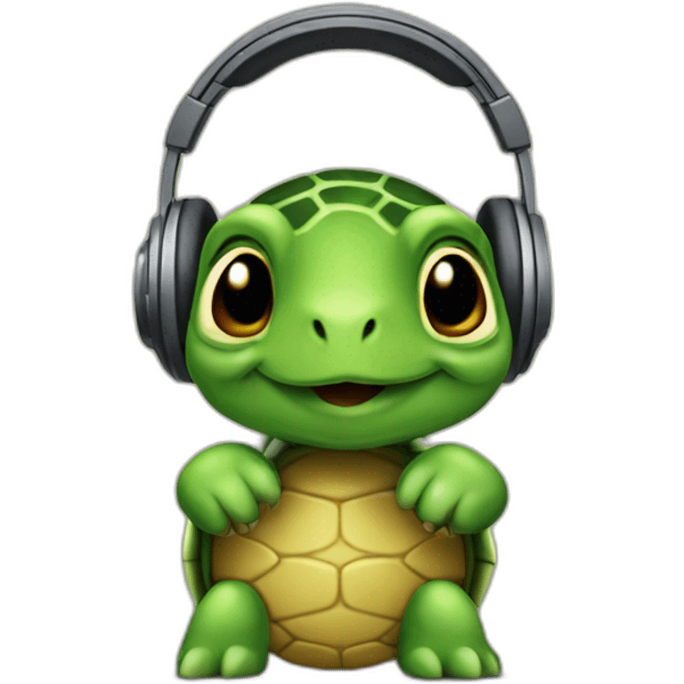 a turtle with headphones dj emoji