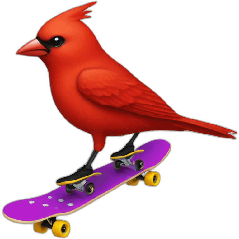 red bird on a skater emoji