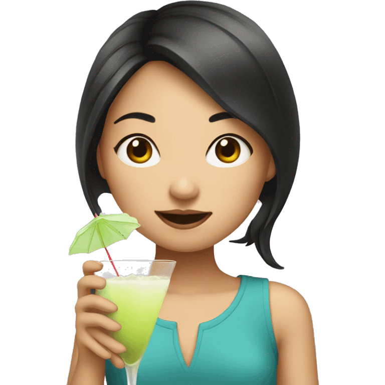 Asian girl drinking martini emoji