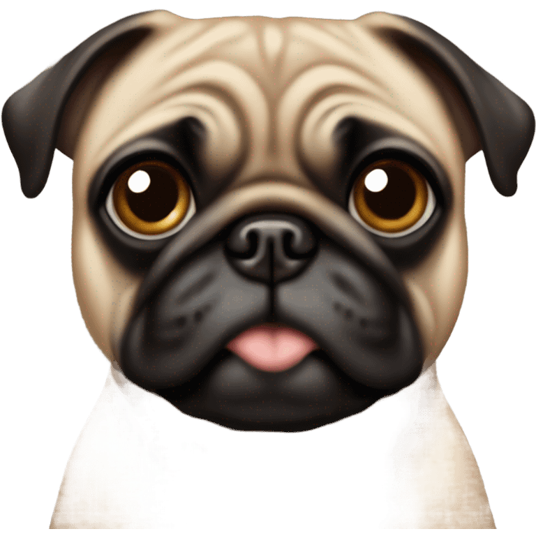 Brown and black pug with crossed eyes emoji