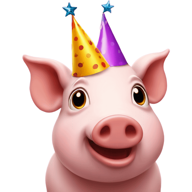 Hog with birthday hat emoji