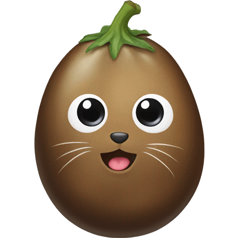 Brown eggplant in cat emoji