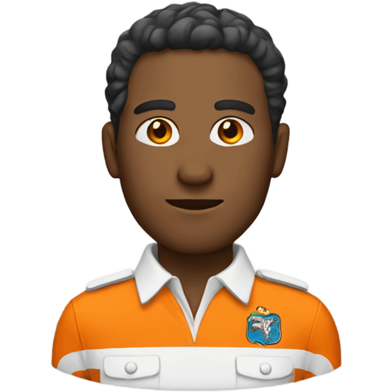 man with orange uniform and a white chuck emoji