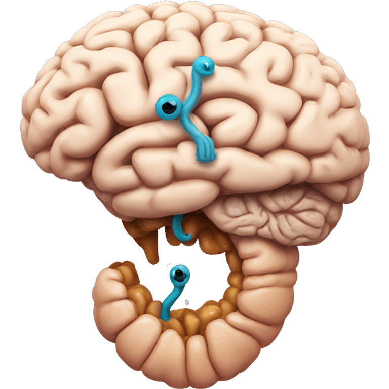 A human brain with a worm coming out of it emoji