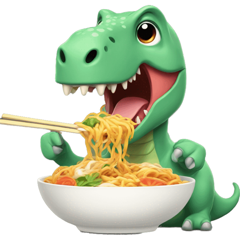 Dinosaur eating ramen emoji