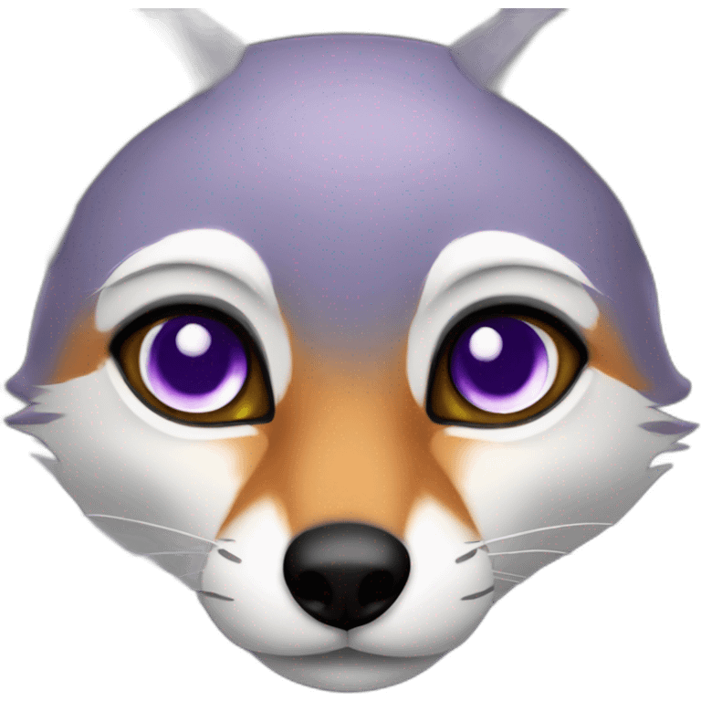 Gray fox, violet eyes. emoji