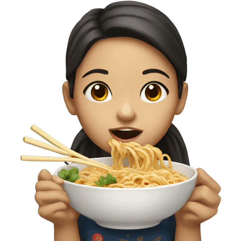 Girl eating ramen emoji