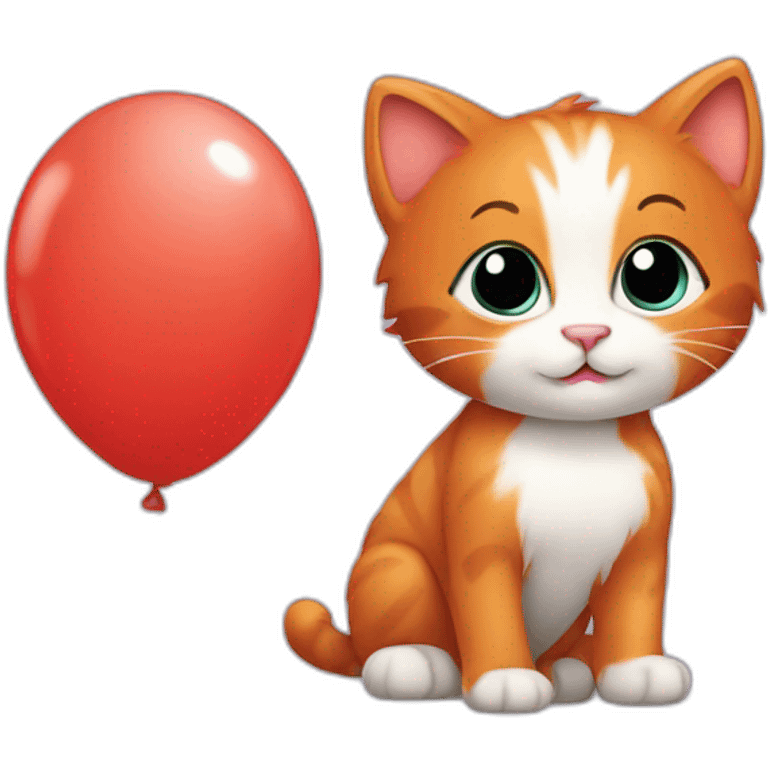 red kitten with a white ballon emoji