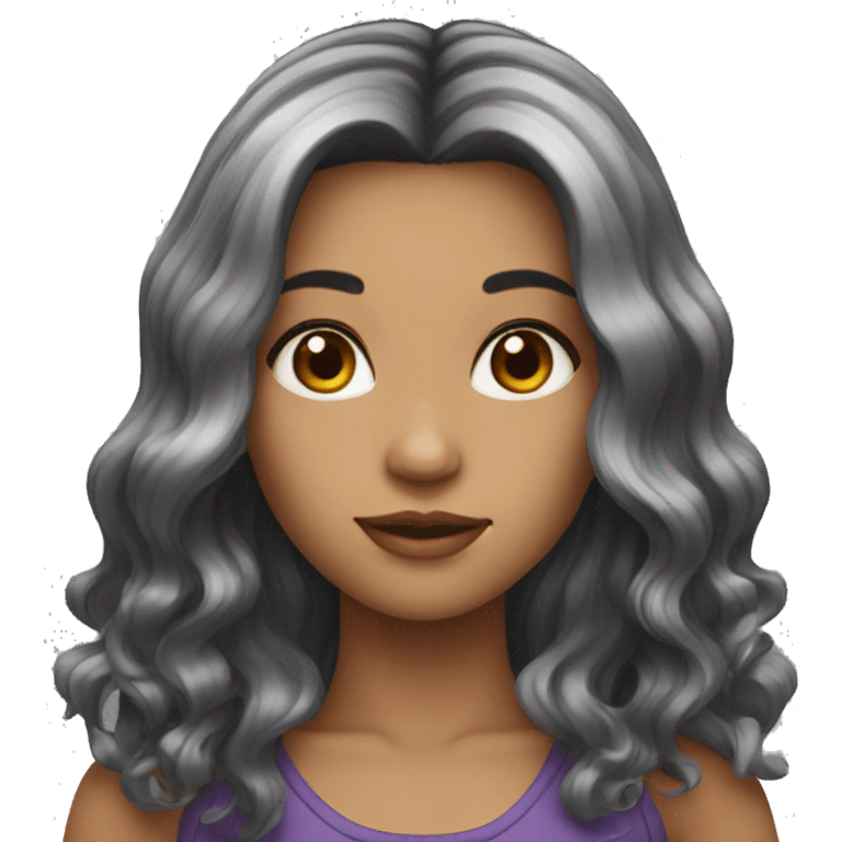 Female long black wavy hair emoji