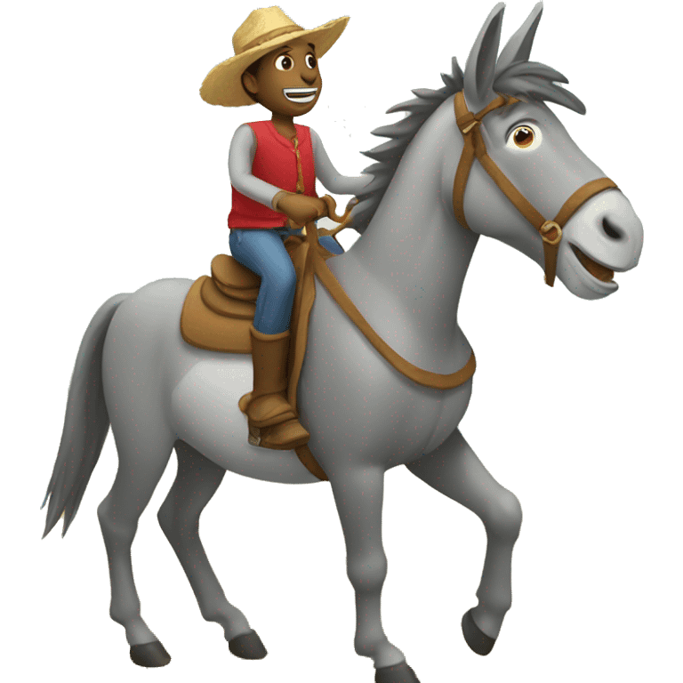 Donkey riding a horse emoji