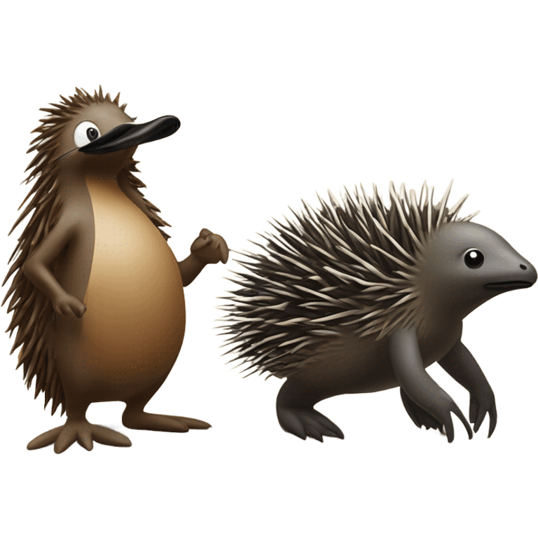 echidna beating up a platypus emoji