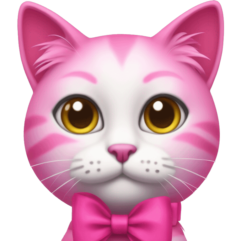 Hot pink cat with long eyelashes and a bow around her neck emoji