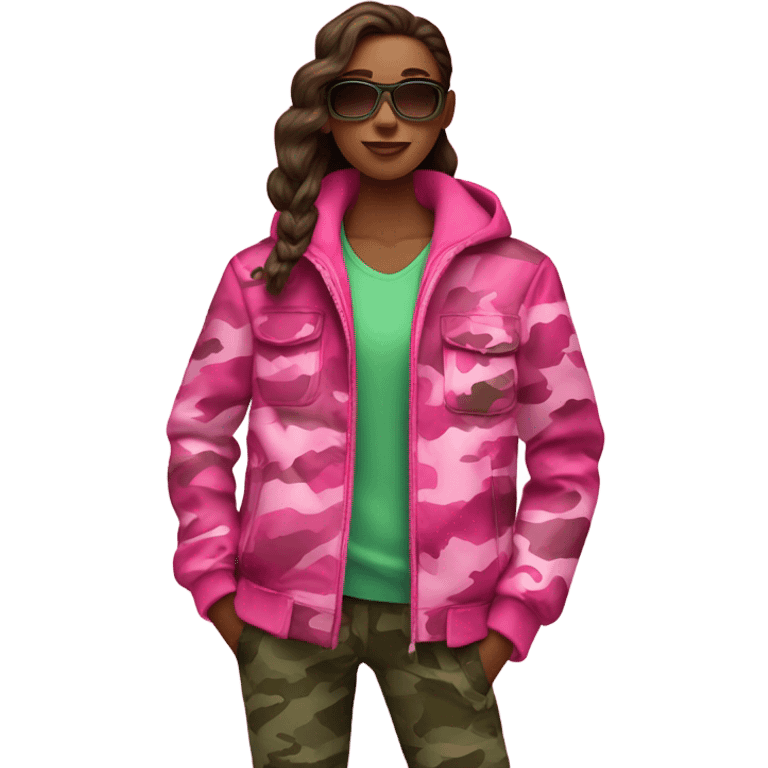 Hot pink camouflage jacket￼ emoji