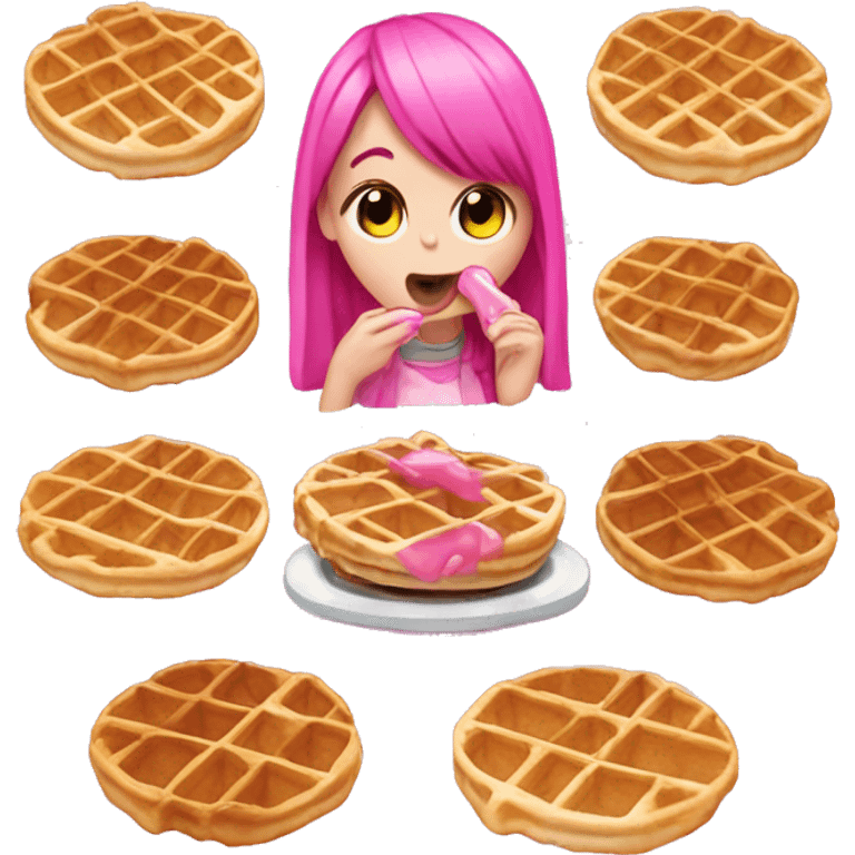 Pink my melpdy eating cute waffles emoji