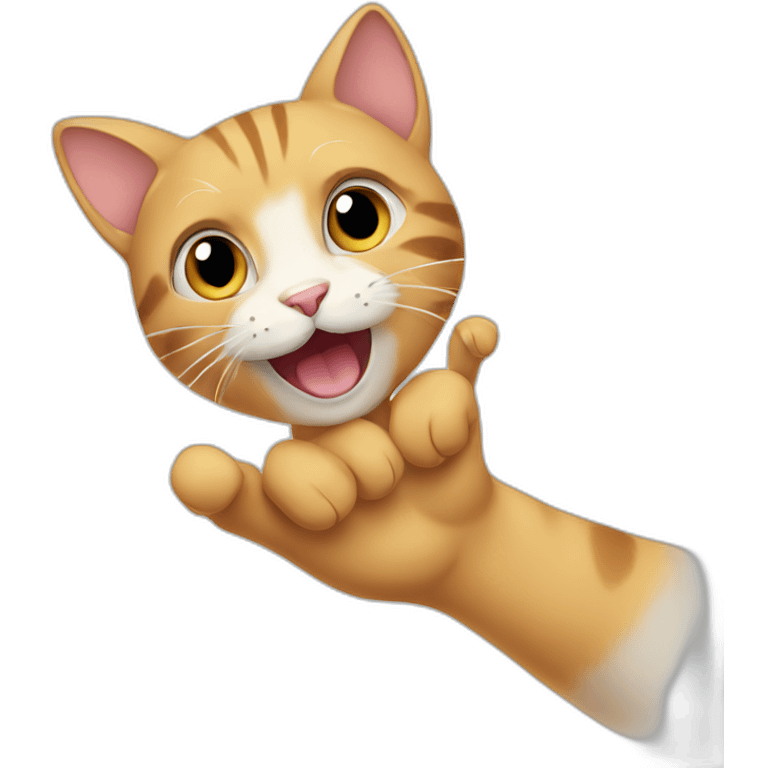 Cat saying hello with his hand emoji