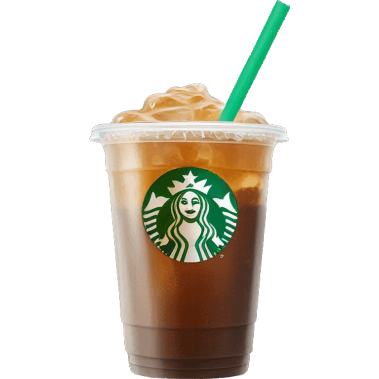 brown drink in a clear starbucks cup with a green straw  emoji