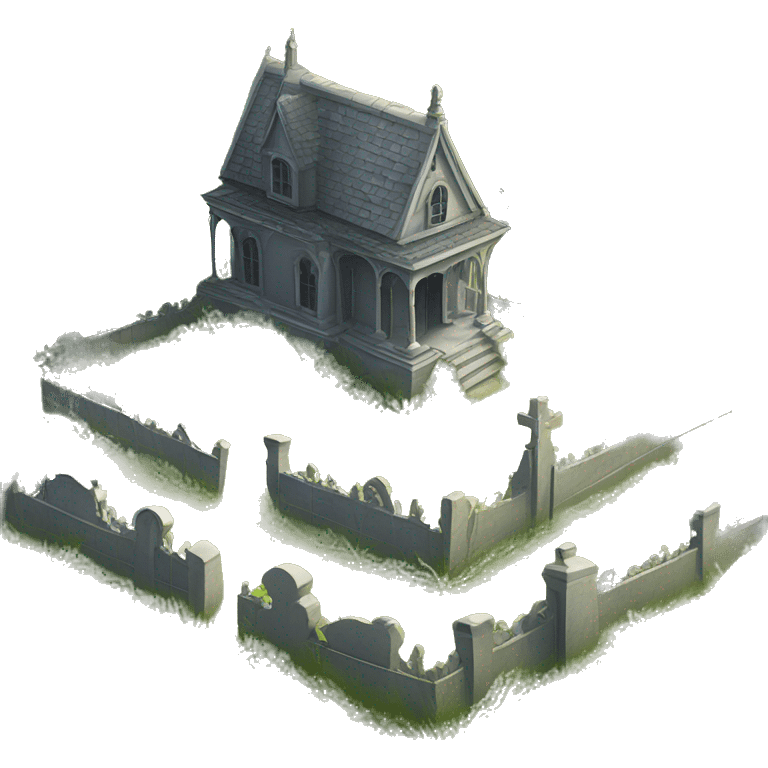 overgrown Haunting graveyard field at Victorian mansion emoji