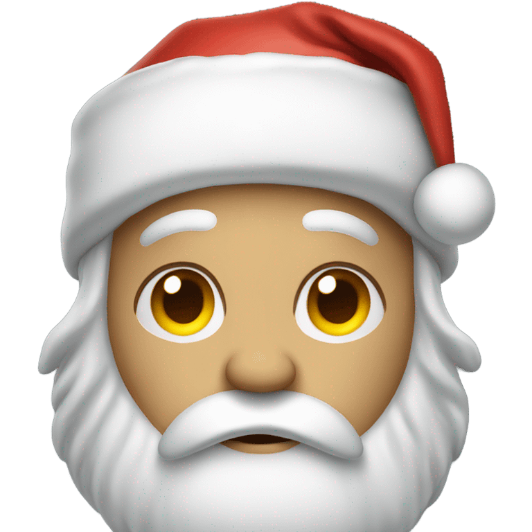 Santa standing with a sad face emoji