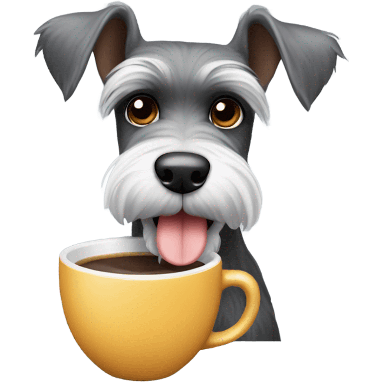 un perro schnauzer tomando café  emoji