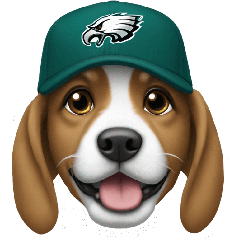 A dog wearing a Philadelphia eagles hat emoji