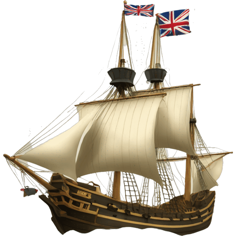 mayflower ship with one Grand Union Flag emoji