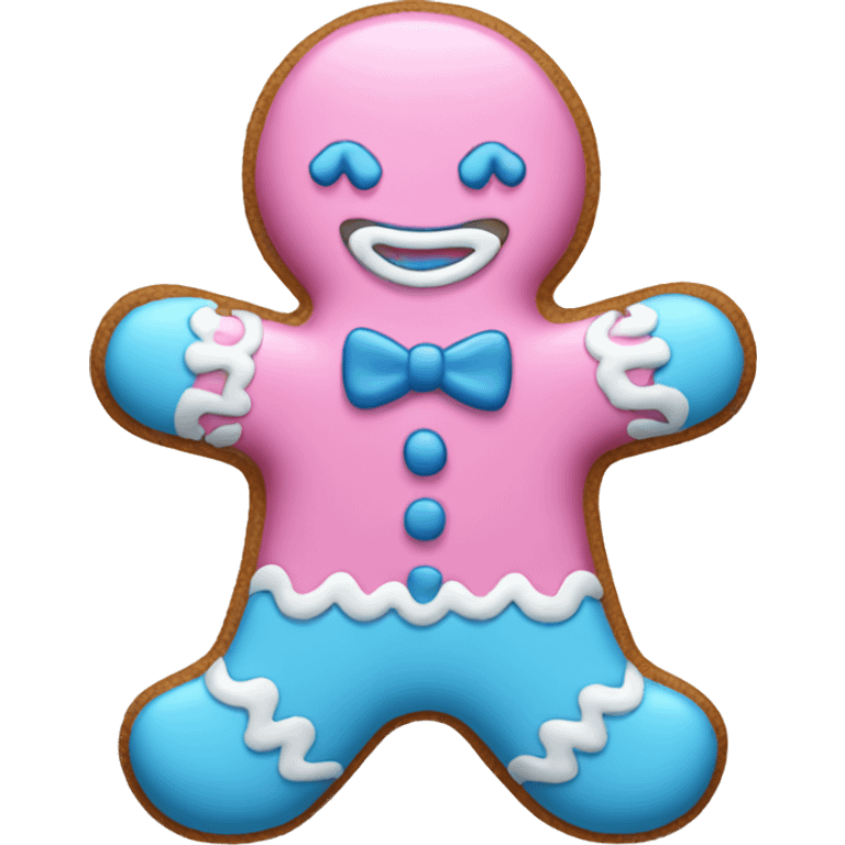 Pink and blue gingerbread man emoji