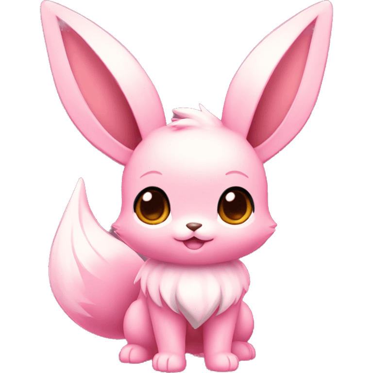 Kawaii Shiny Pastel Pink Eevee Full Body emoji