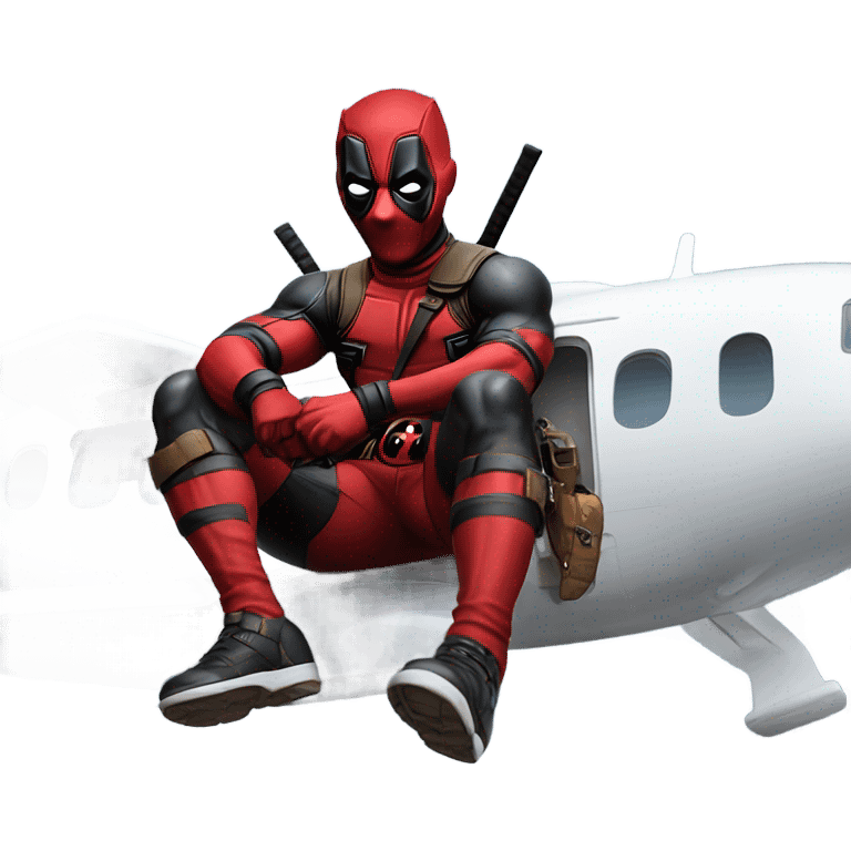 Deadpool riding a plane emoji