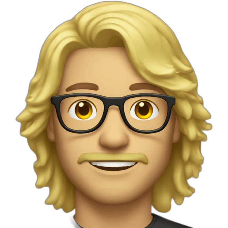 long hair blonde guy, goatee, and yellow glasses emoji