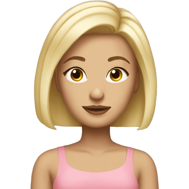 Beautiful girl with blonde bob hairstyle and blonde eyebrows emoji