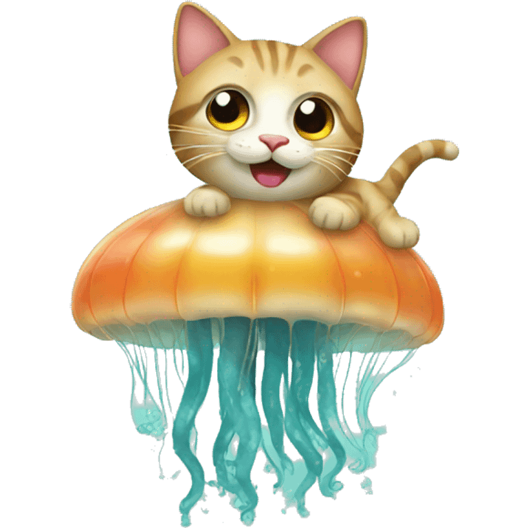 Cat riding a jellyfish  emoji