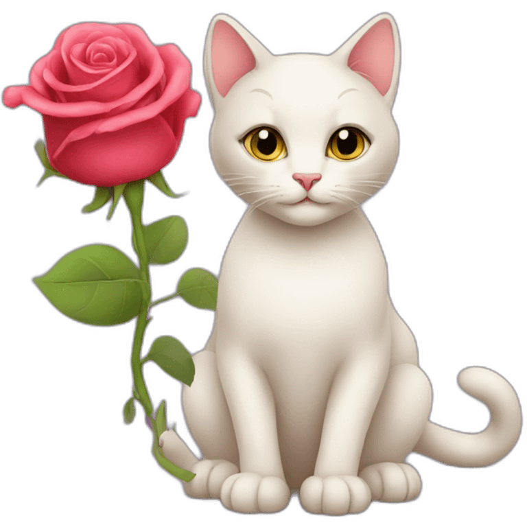 cats with rose flower emoji