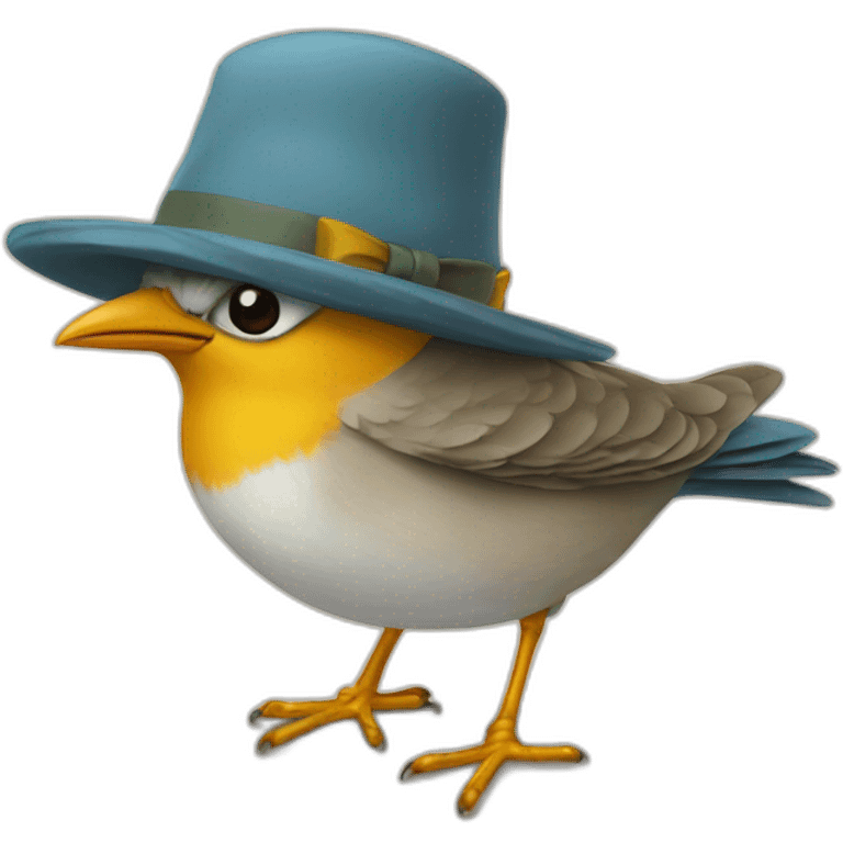 Bird wearing hat emoji