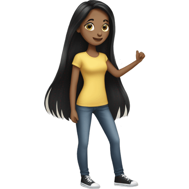 brunette girl long black hair shopping emoji