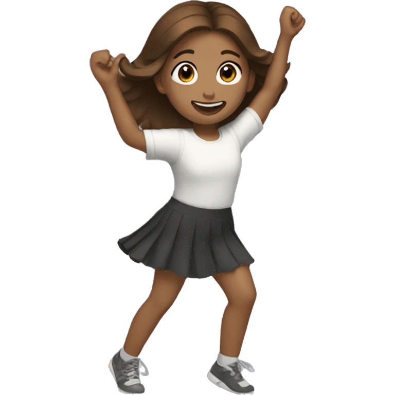 Girl with brown hair dancing emoji