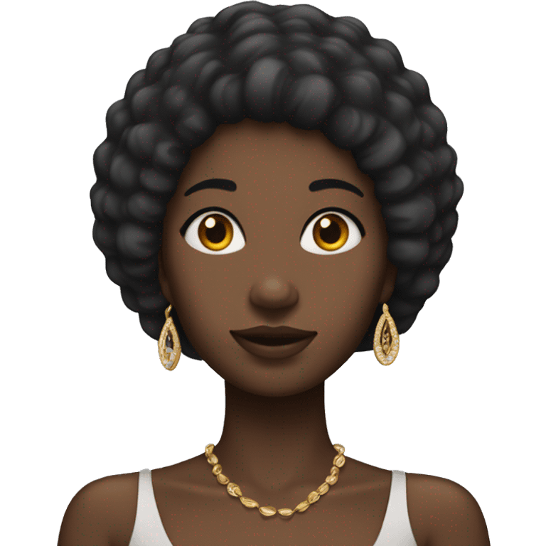 Black girl with straight hair and earrings and tub top emoji