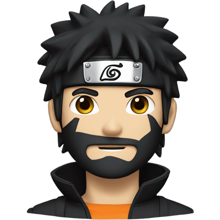 Naruto With Black hair and Black beard , jonin west  emoji