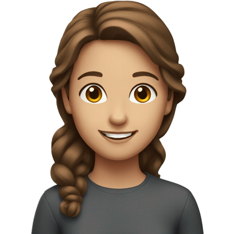 Girl with brown hair smiling emoji