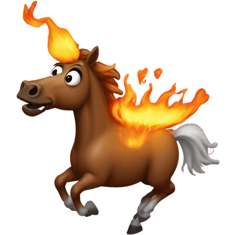 Flaming poop riding a horse emoji